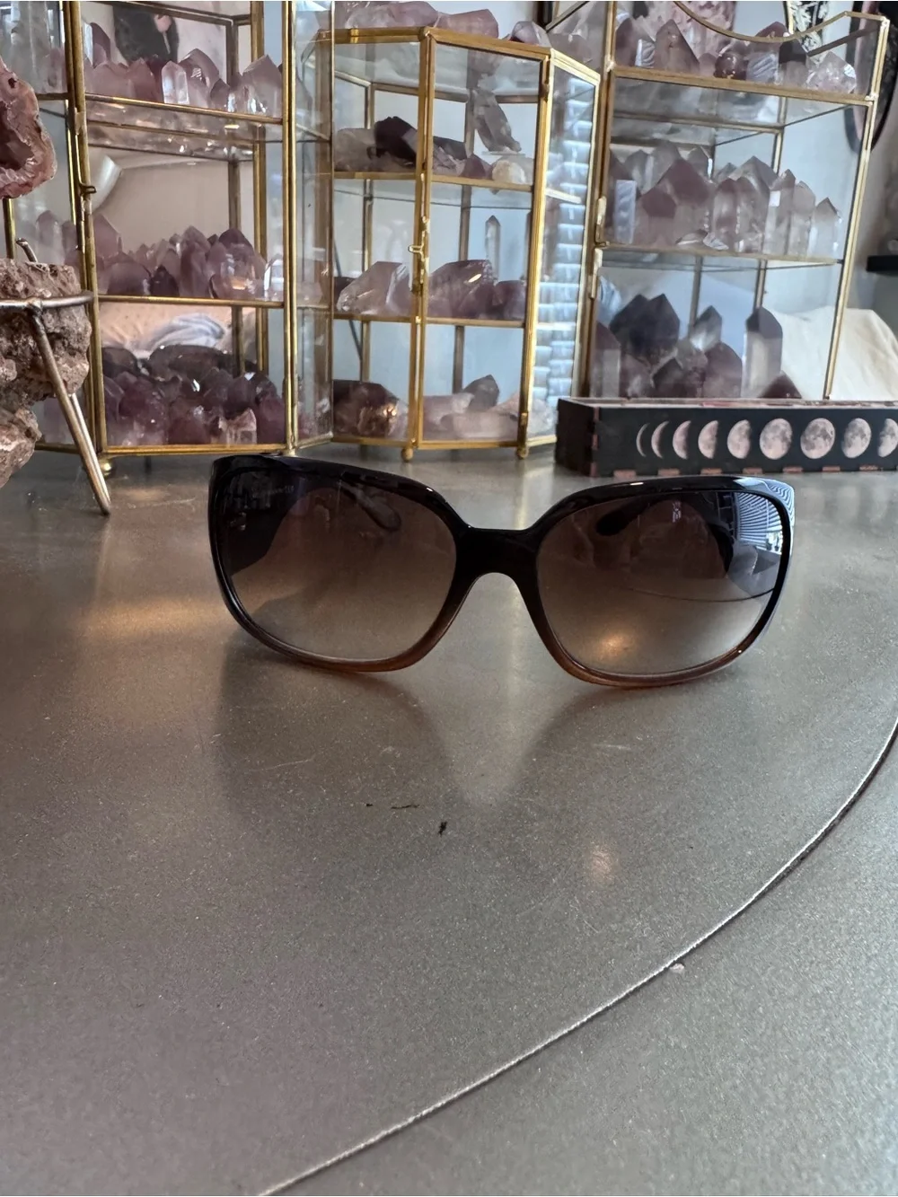 CHANEL5080-B Brown Crystal-Accented Tortoise Sunglasses